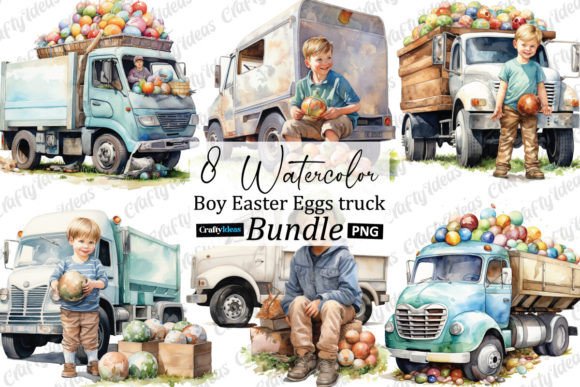Boy Easter Eggs Truck Clipart Graphics Freebies