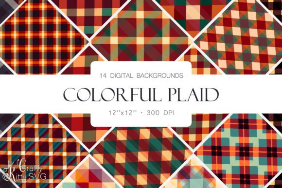 Colorful Plaid Pattern Digital Papers for Marketing and Branding