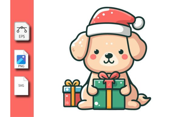 Dog is Holding a Christmas Present