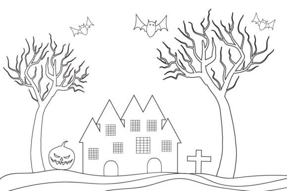 Funny Halloween Kid Coloring Sheets Graphics