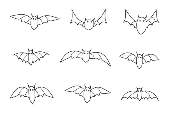 Halloween Outline Bats Symbol Vector: Graphics & Crafts
