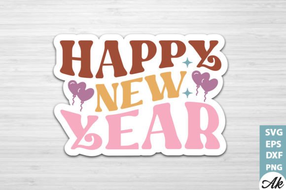 Happy New Year Stickers Design: Graphics for Crafts and Content