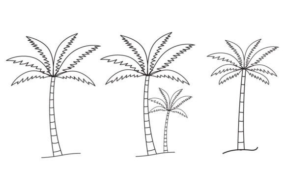 Line Art Palm Trees, Coconut Tree Vector: Graphics for Crafts and Content