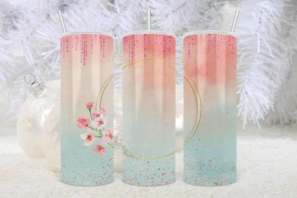 Pink Water Color Tumbler Wrap Own Text