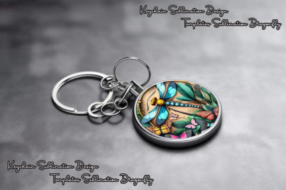 Round Keychain Dragonfly Sublimation Graphics